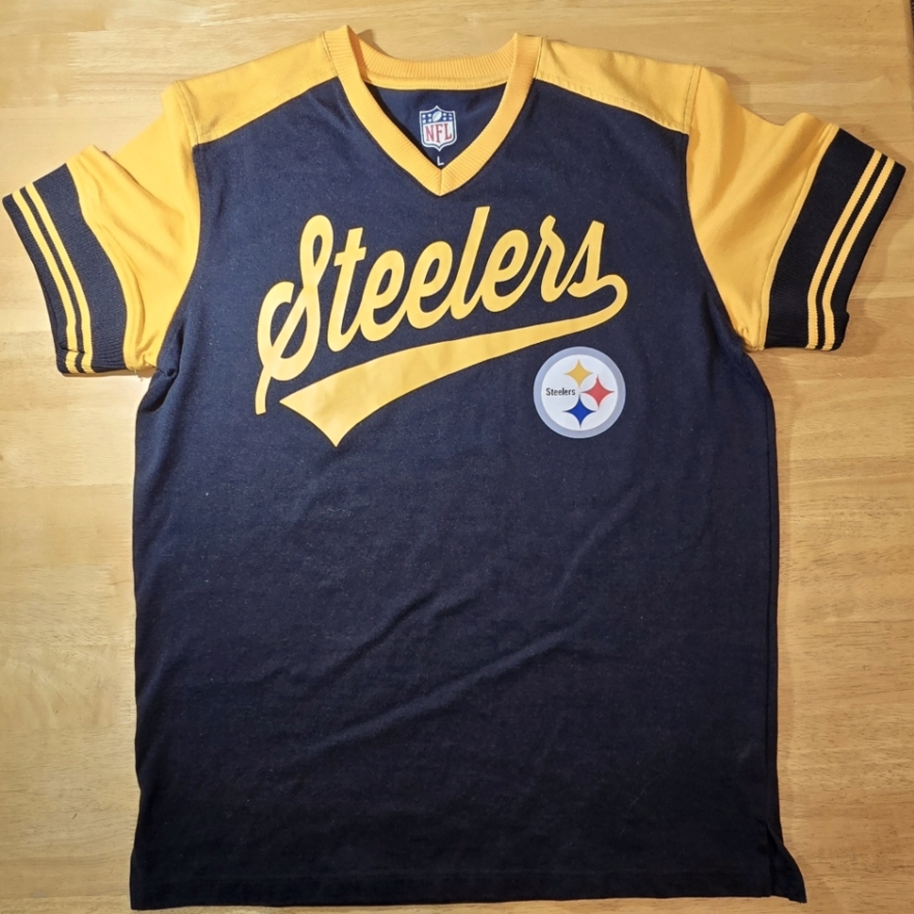 Pittsburgh Steelers NFL Football  Crewneck Pullover, Knit Arm Stripe/Neck, Large